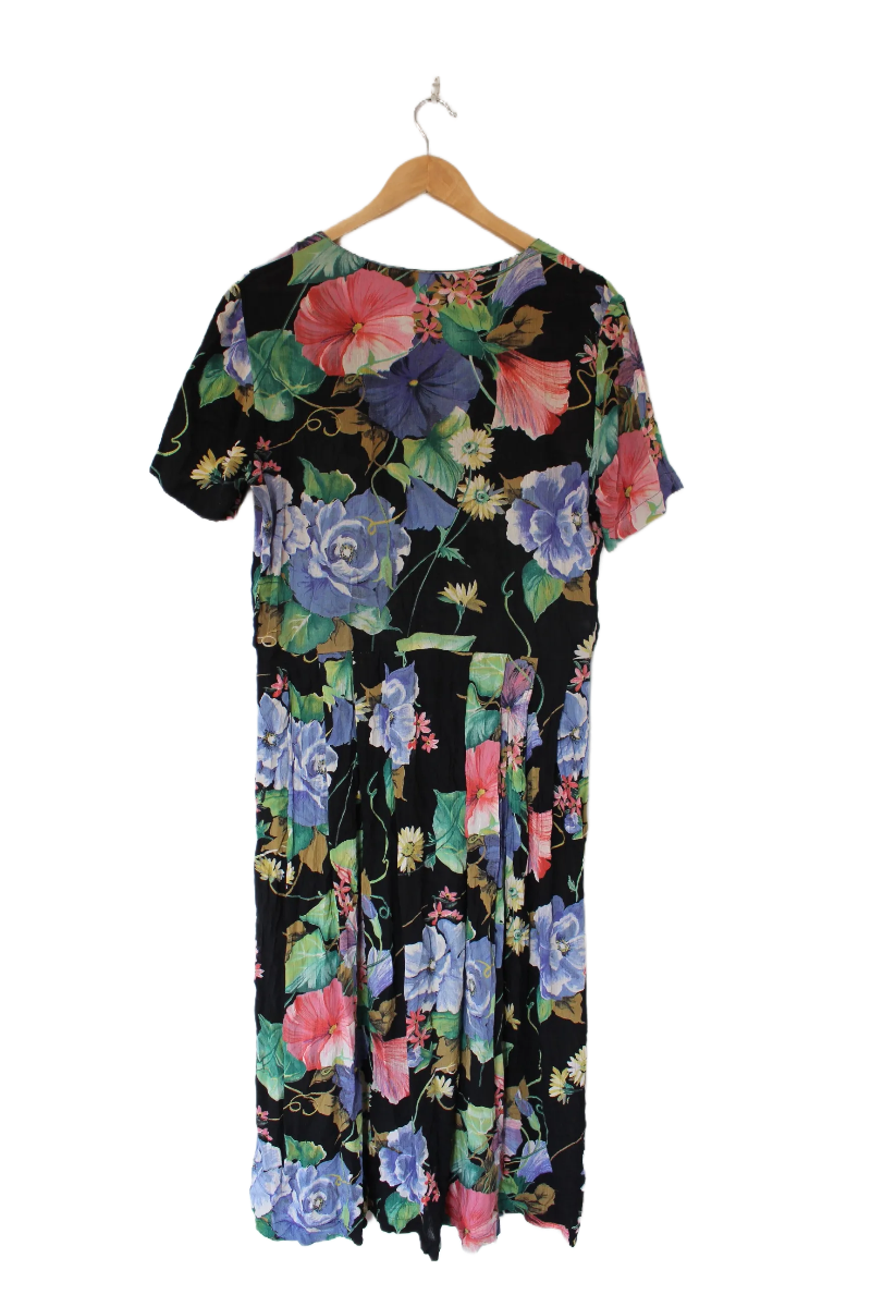 Vintage Floral Midi Dress- Size M 16/18