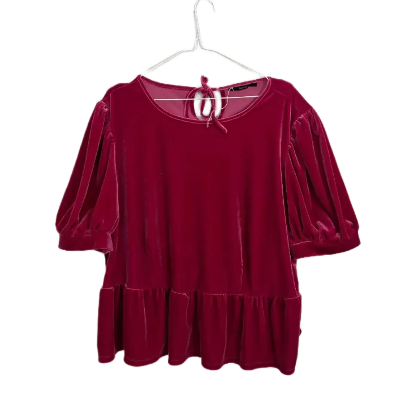 George Pink Velour Peplum Top- Size 22