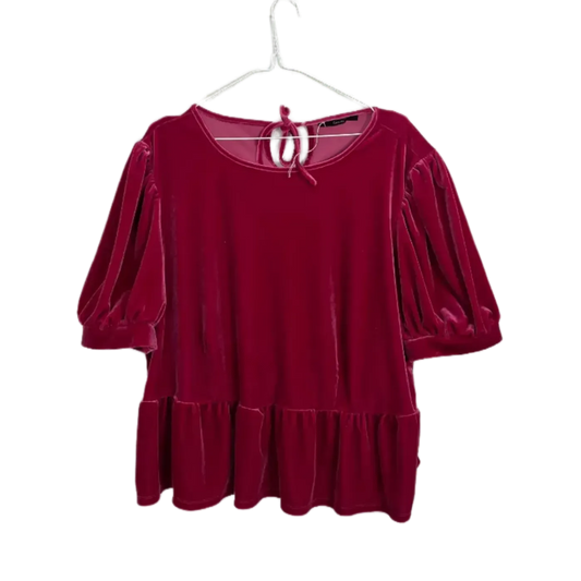 George Pink Velour Peplum Top- Size 22