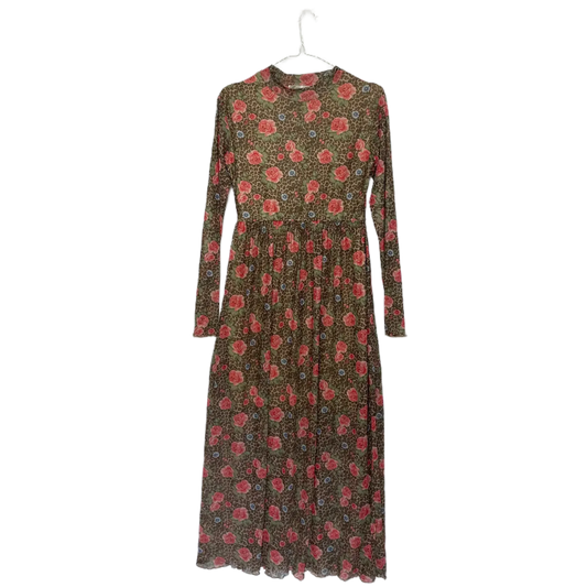Long Leopard Print Mesh Dress- Size S