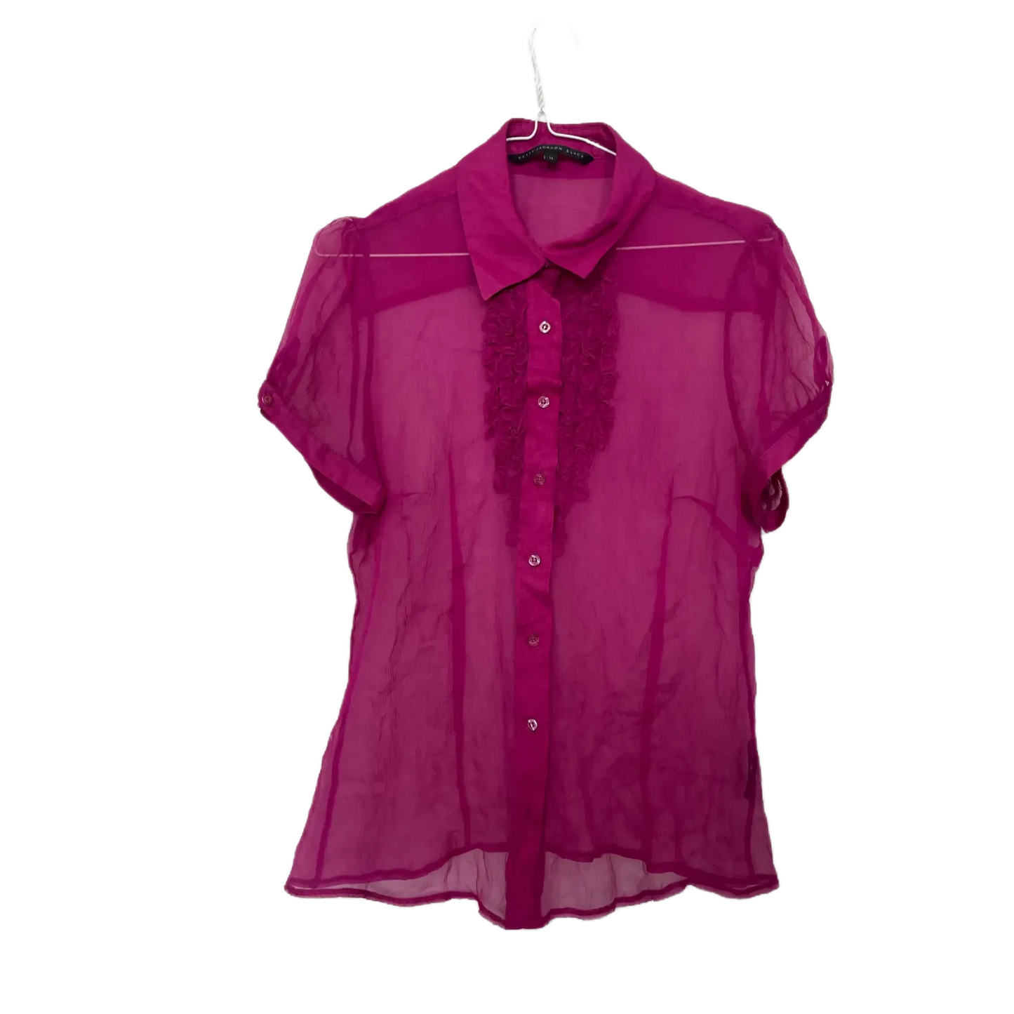 Betty Jackson Magenta Silk Ruffle Top- Size 14