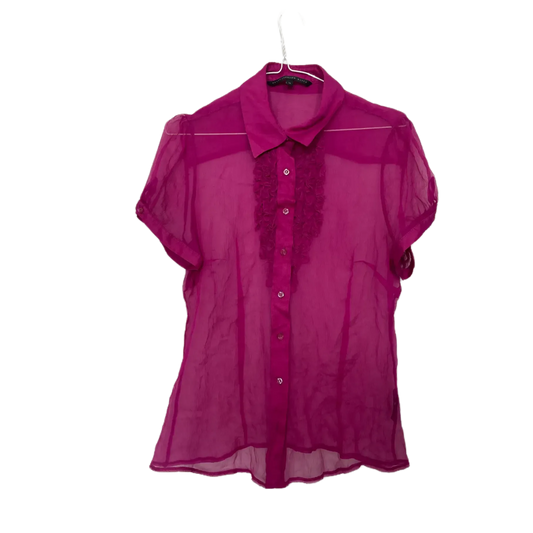 Betty Jackson Magenta Silk Ruffle Top- Size 14