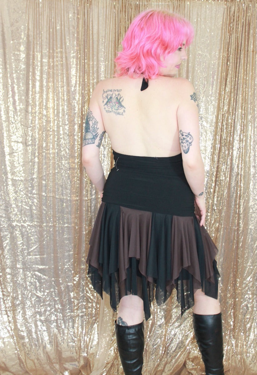 Black and Brown Halter Dress- Size M 12