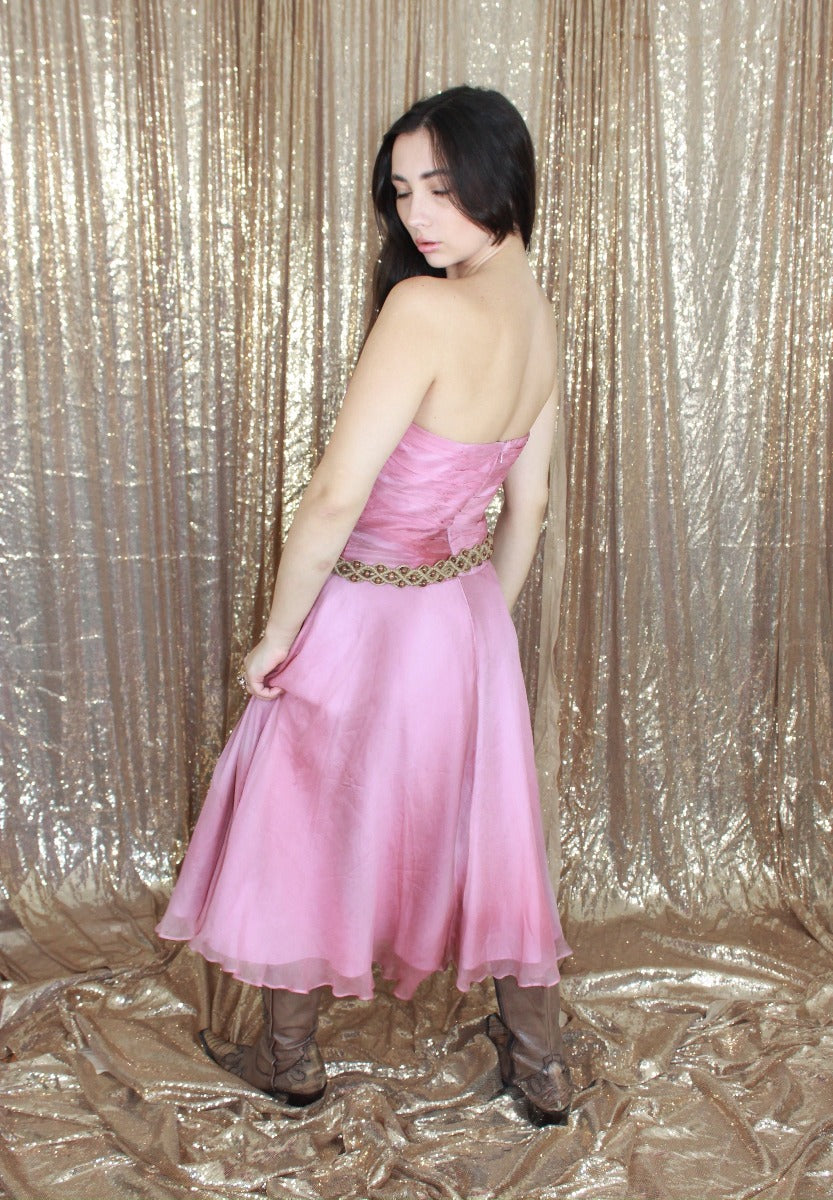 Strapless Pink Monsoon Dress- Size S 10