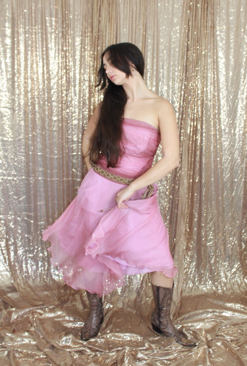 Strapless Pink Monsoon Dress- Size S 10