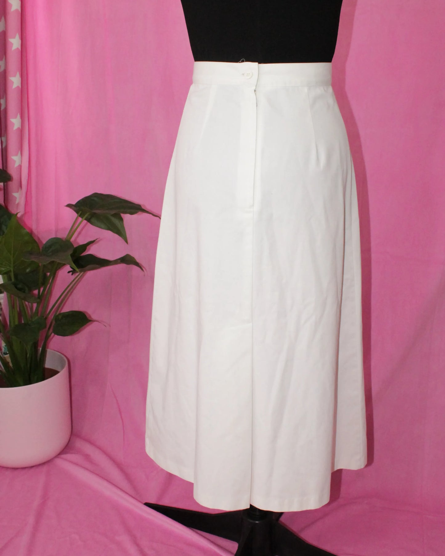 White Midi Pleated Skirt - Size S