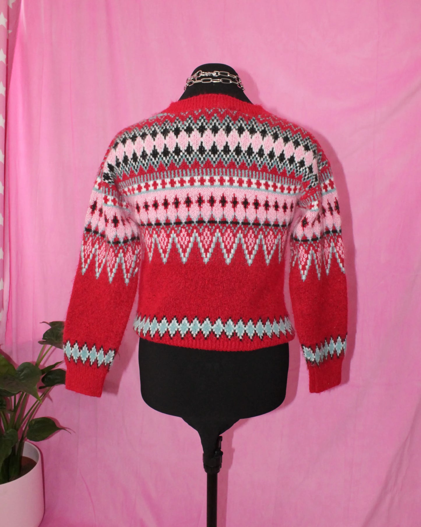 Red & Pink Knitted Jumper- Size S