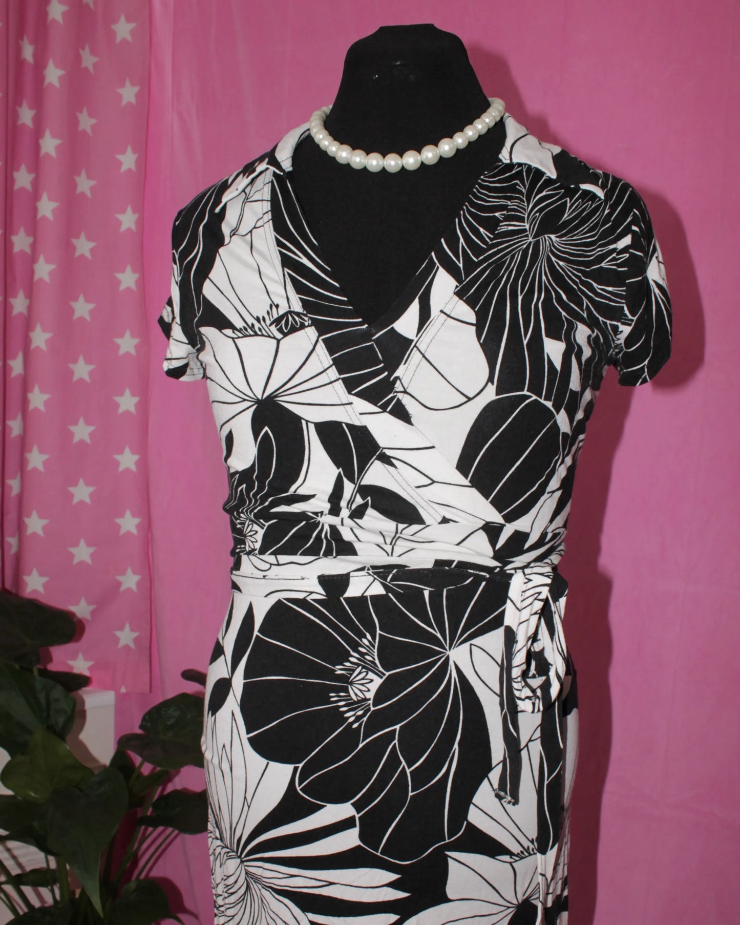 B&W Mock Wrap Dress- Size M