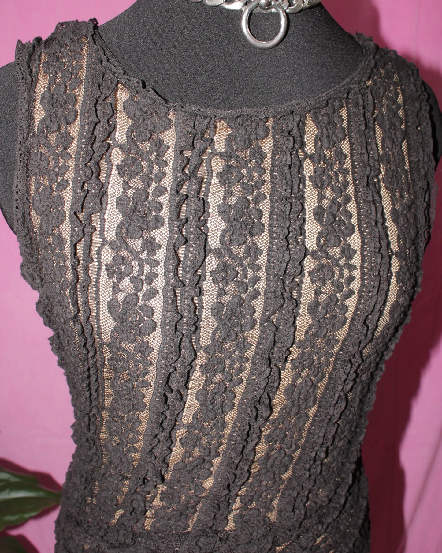 Black Lace Overlay Dress - Size S