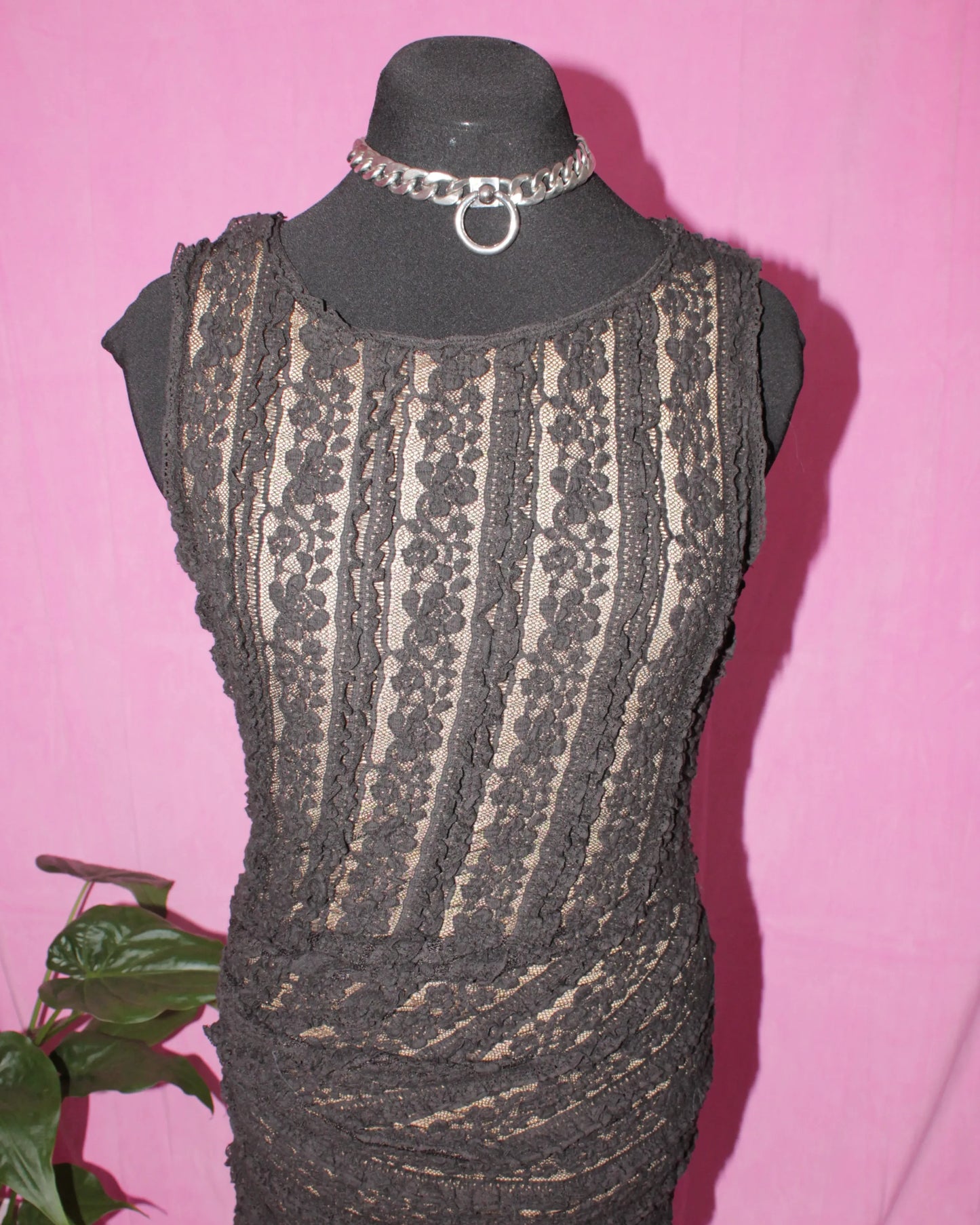 Black Lace Overlay Dress - Size S