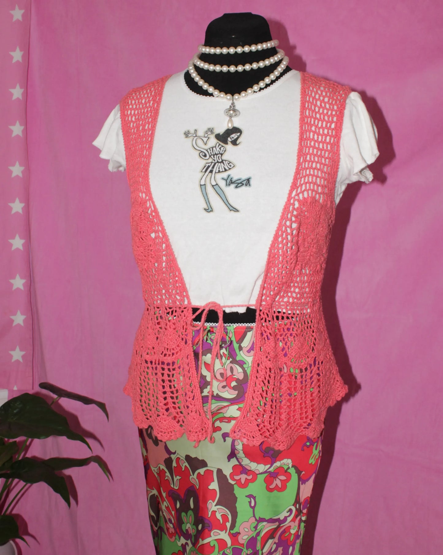 Coral Crochet Vest- Size S