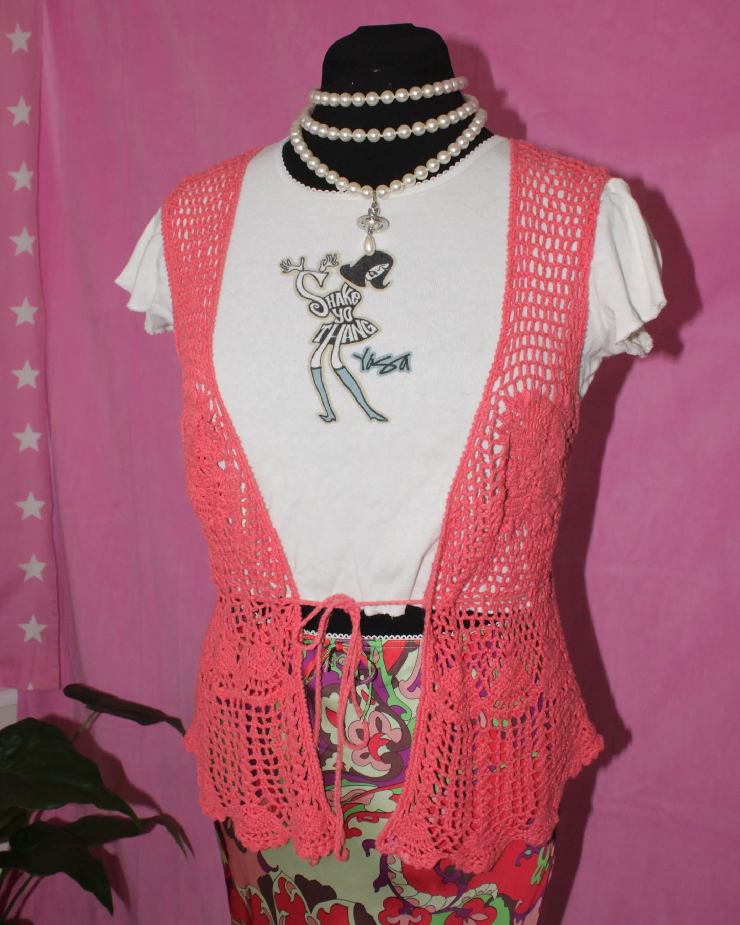 Coral Crochet Vest- Size S