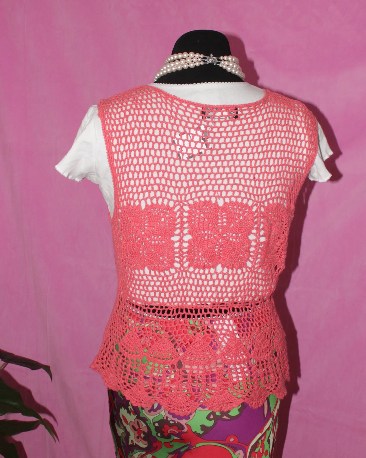 Coral Crochet Vest- Size S