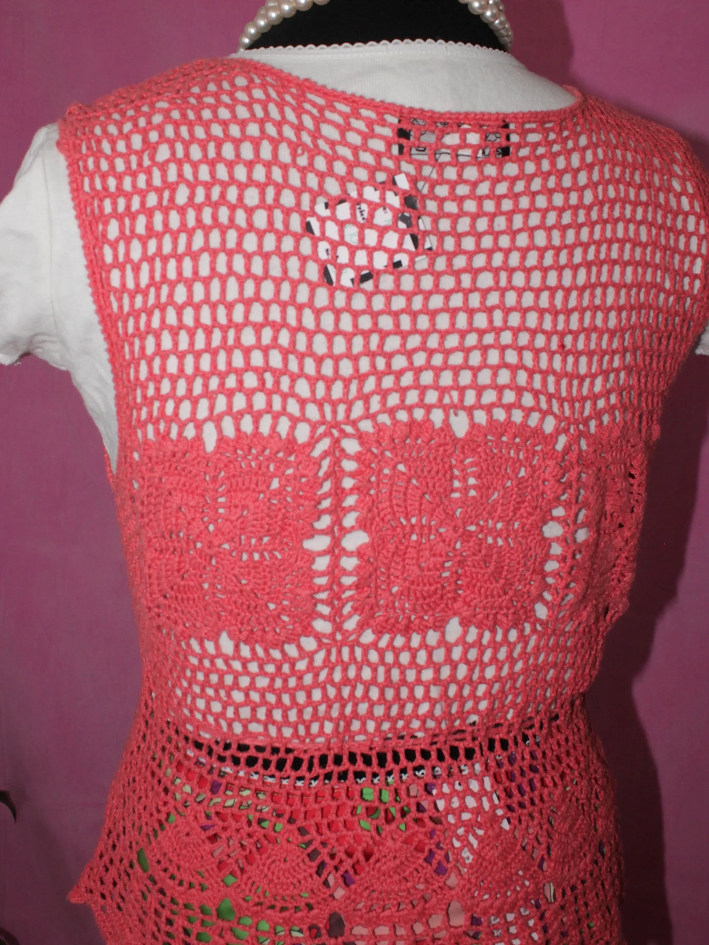 Coral Crochet Vest- Size S