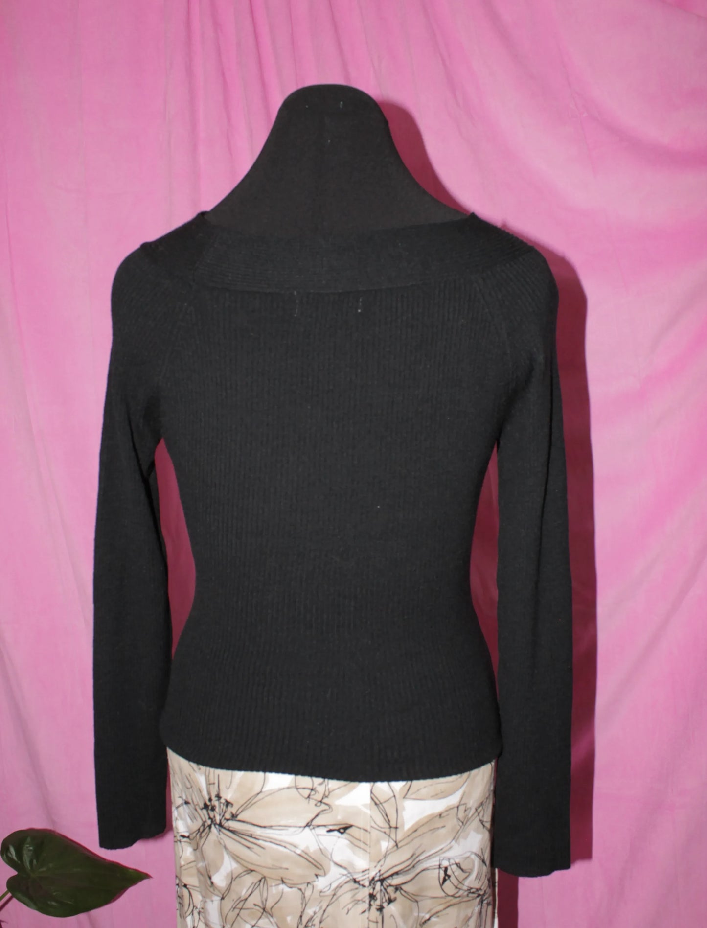 Ribber Long Sleeve Boat Neck Top- Size M