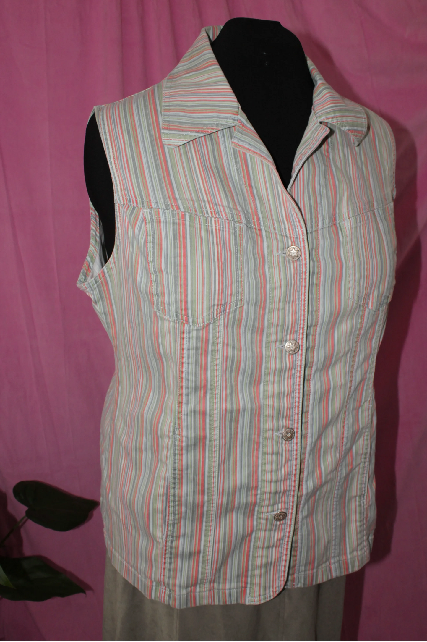 Denim Striped Vest- Size L