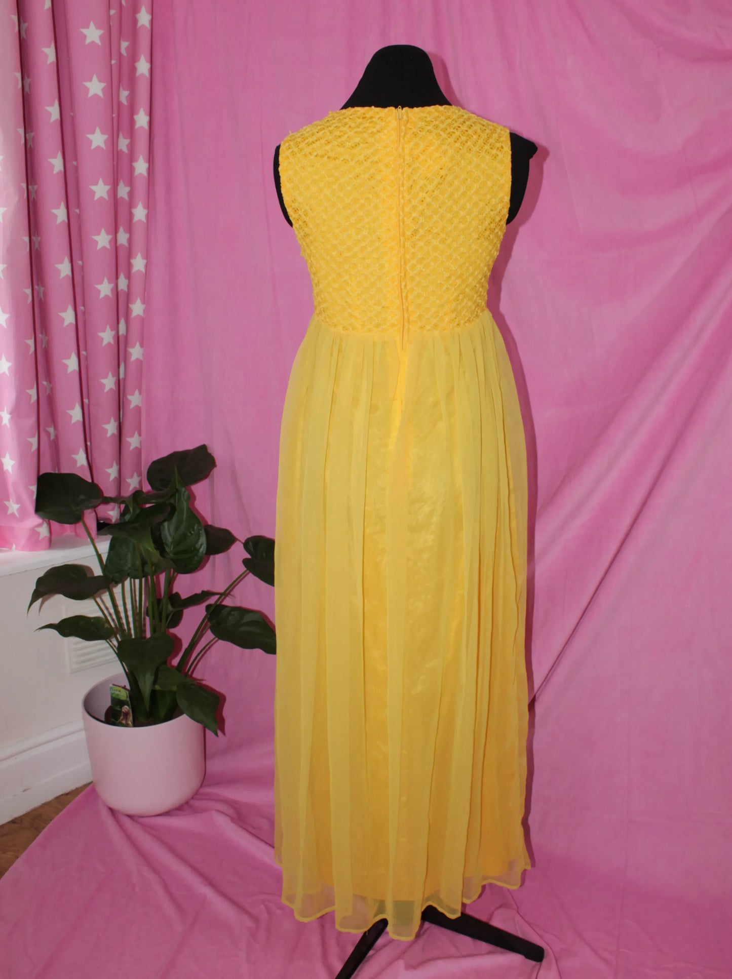 Yellow Maxi 70's Handmade Dress- Size S