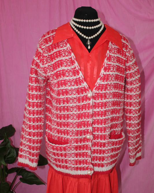 Red and White Cardigan - No size