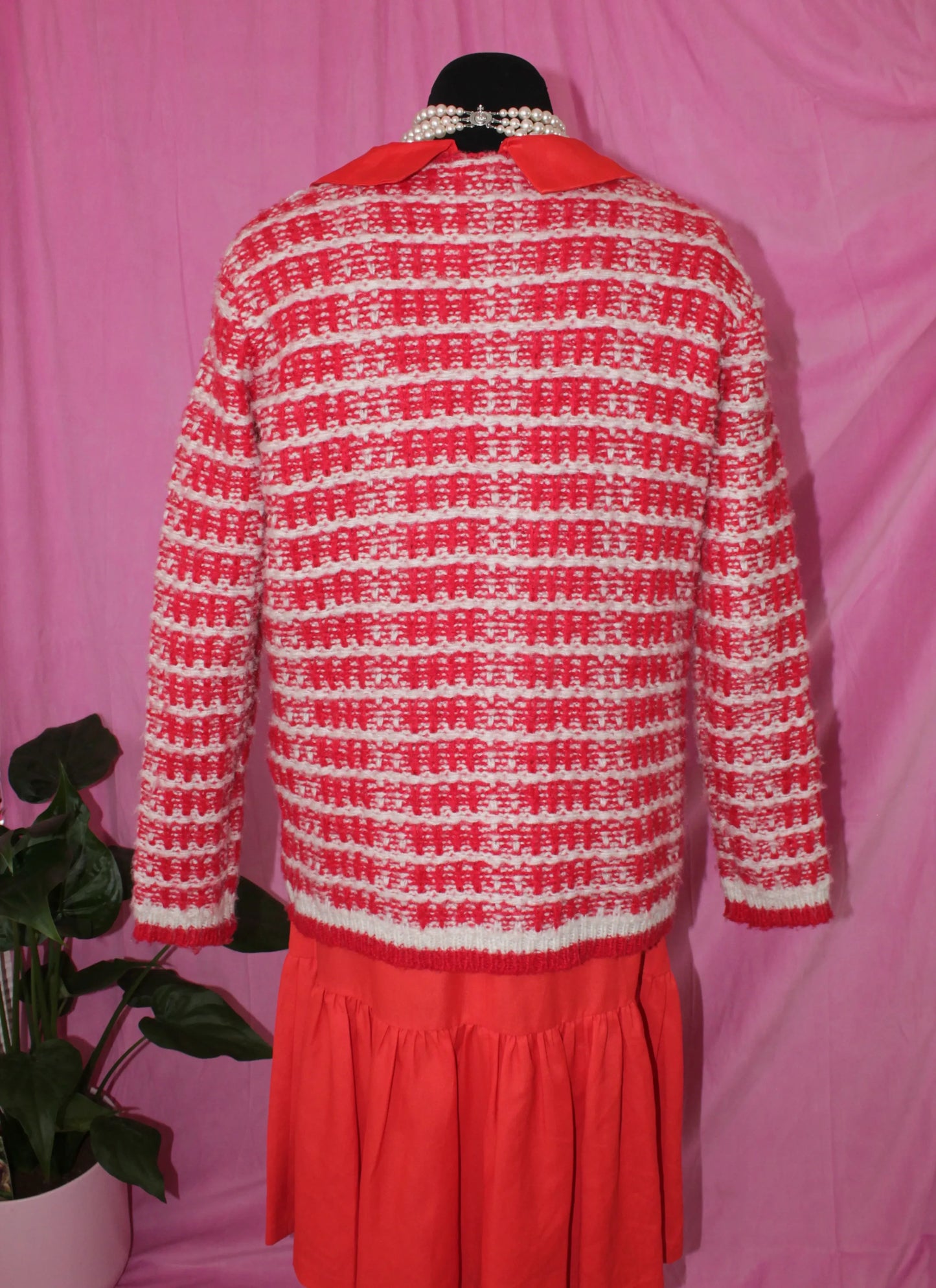 Red and White Cardigan - No size