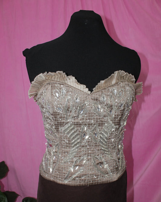 Vintage Zip Up Corset Top- Size S