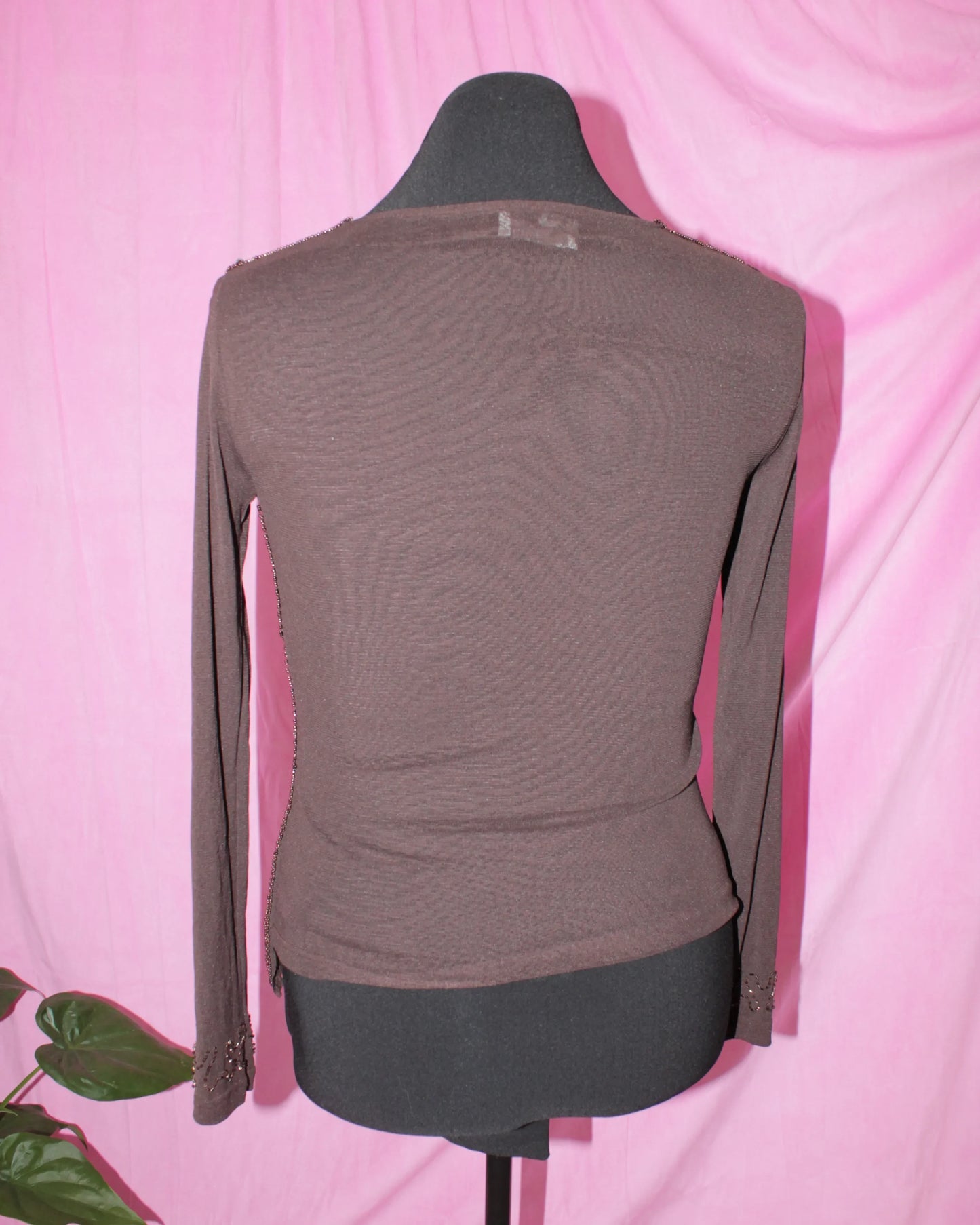 Brown Long Sleeve Sequin Top- Size M 12