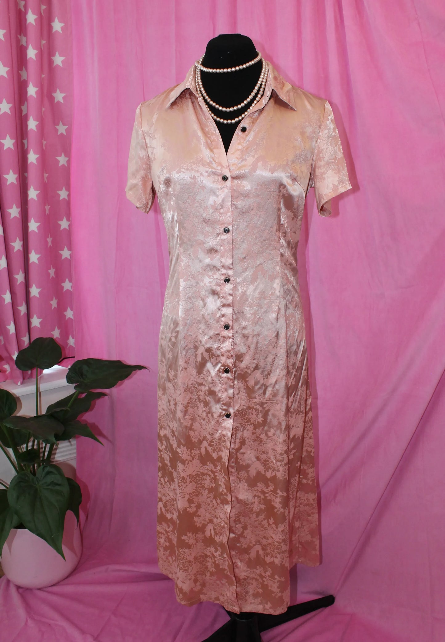 Beige Midi button Up Dress- Size S