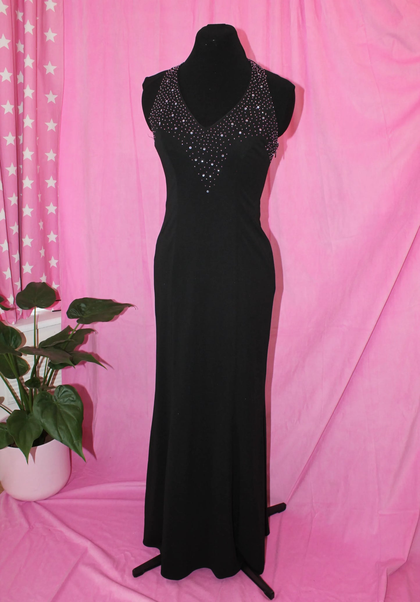 Black Halter Evening Dress- Size S