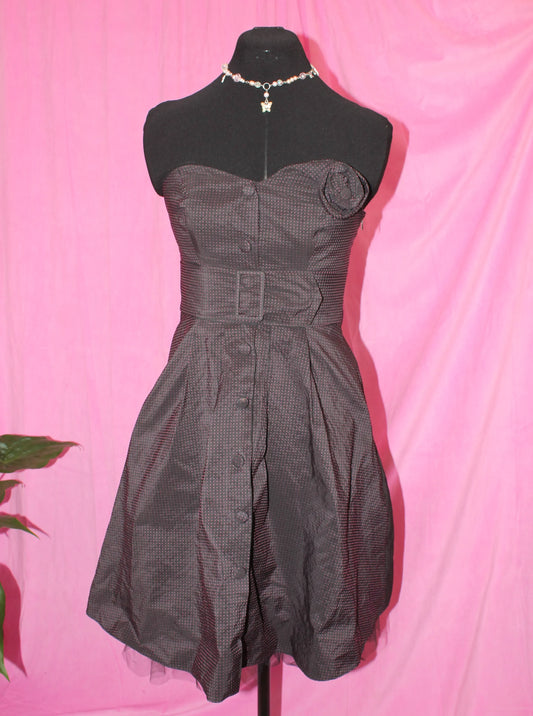 Black and Pink Mini Polka Dot Dress- Size S