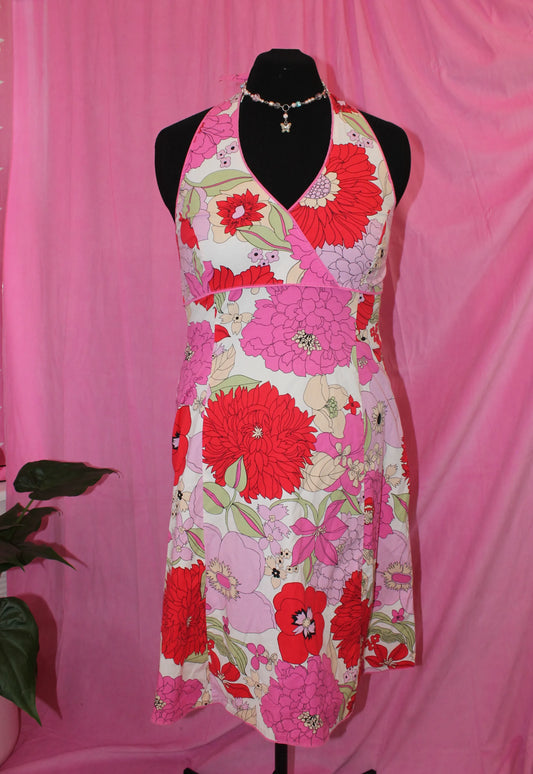 Pink and Red Monsoon Halter Dress- Size 16