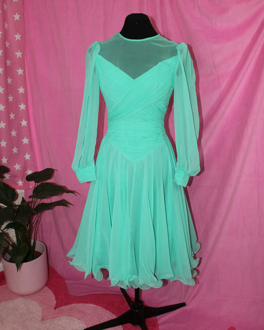 Vintage Mint Green Knee Length Dress - XXS