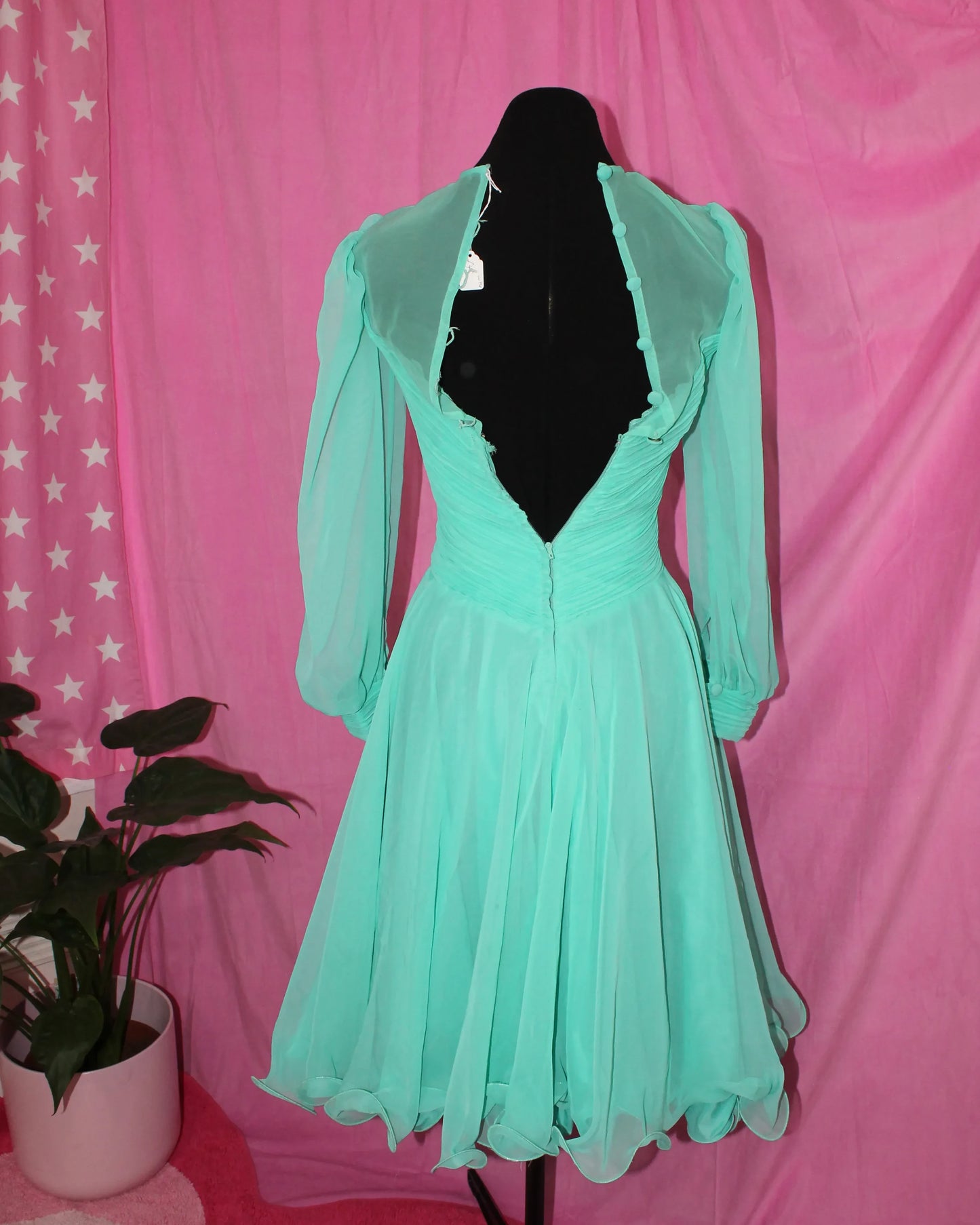 Vintage Mint Green Knee Length Dress - XXS