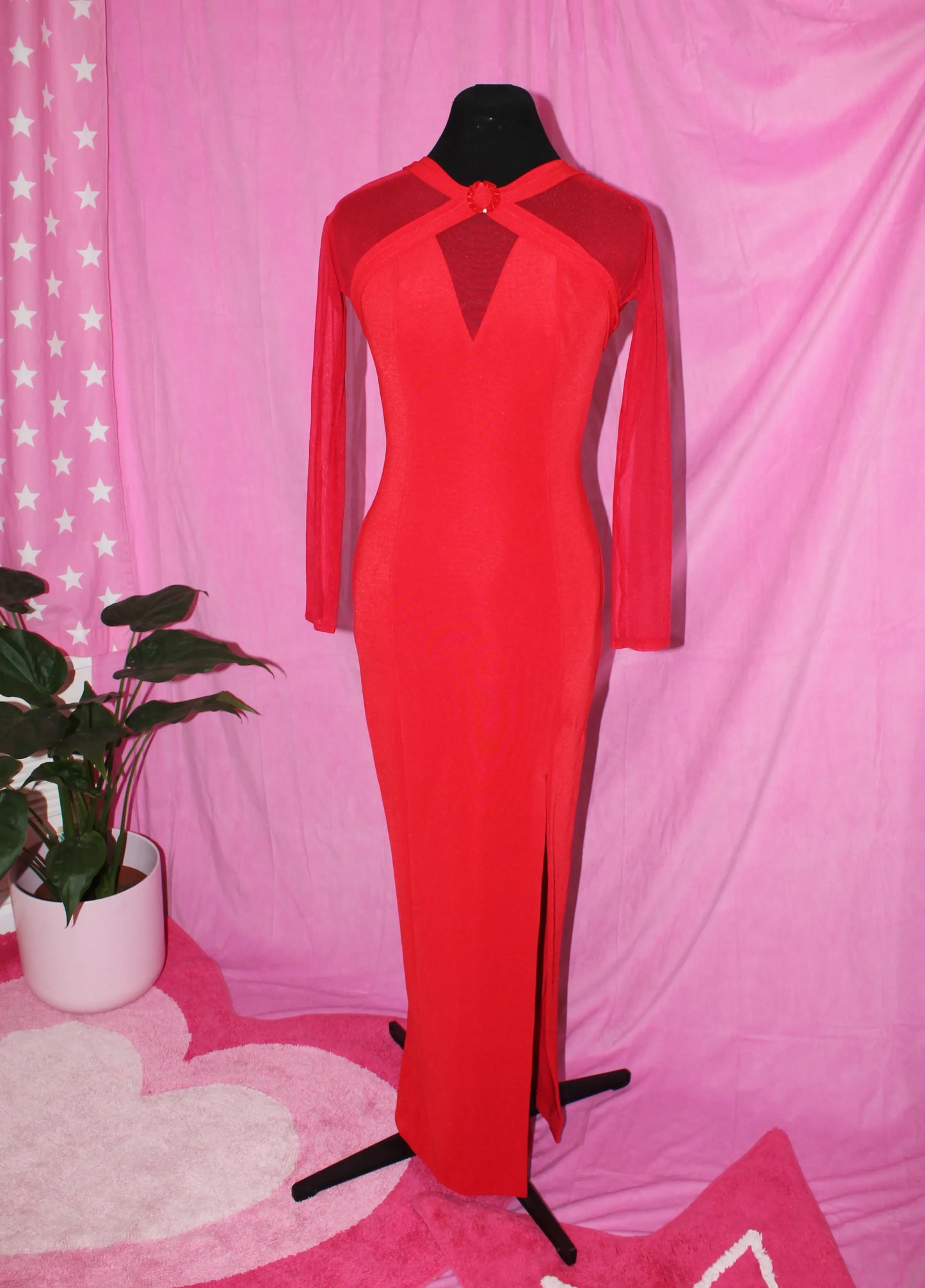 Vintage Maxi Length Red Gown- Size XS