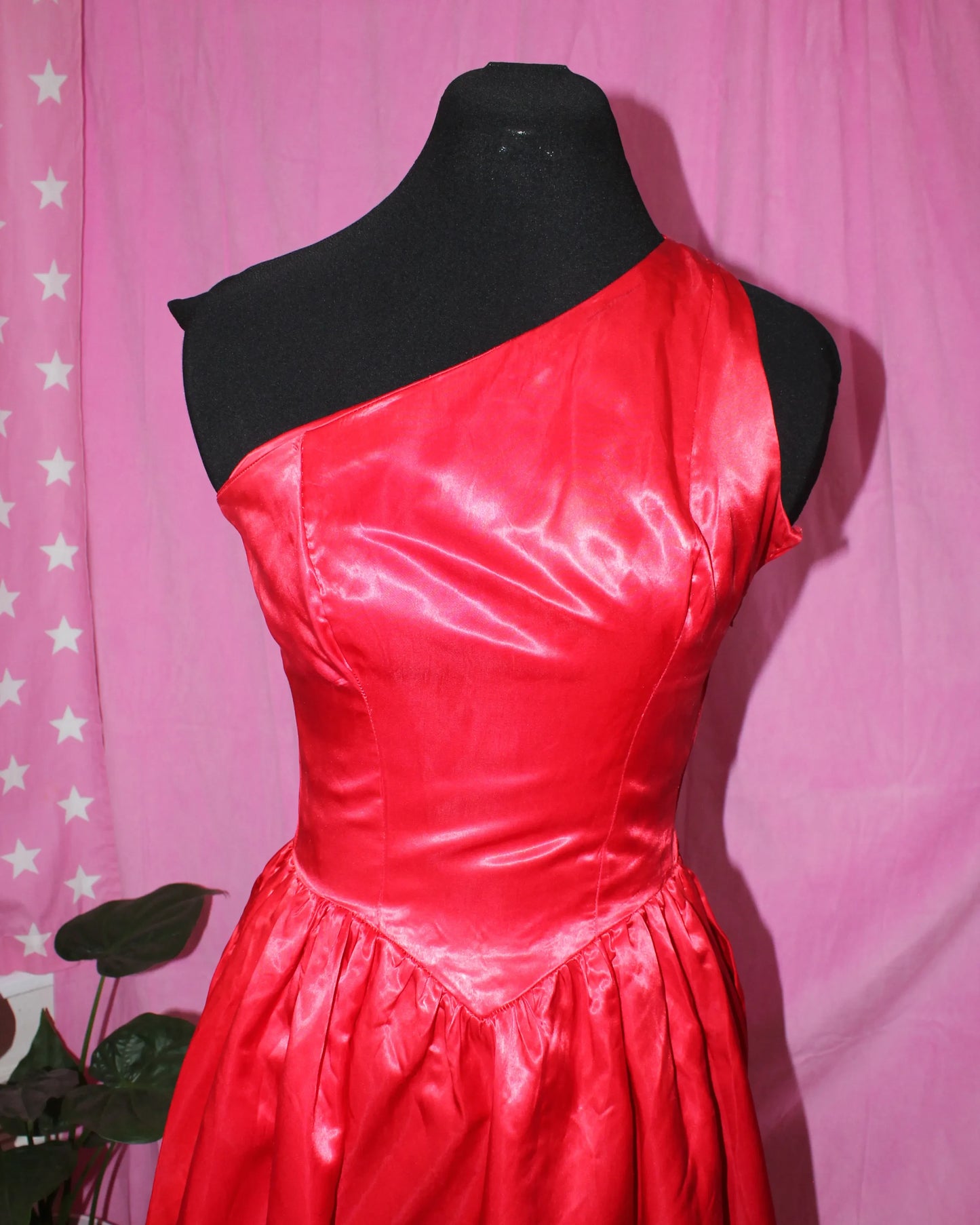 Red One Shoulder Dress- Handmade Size XS