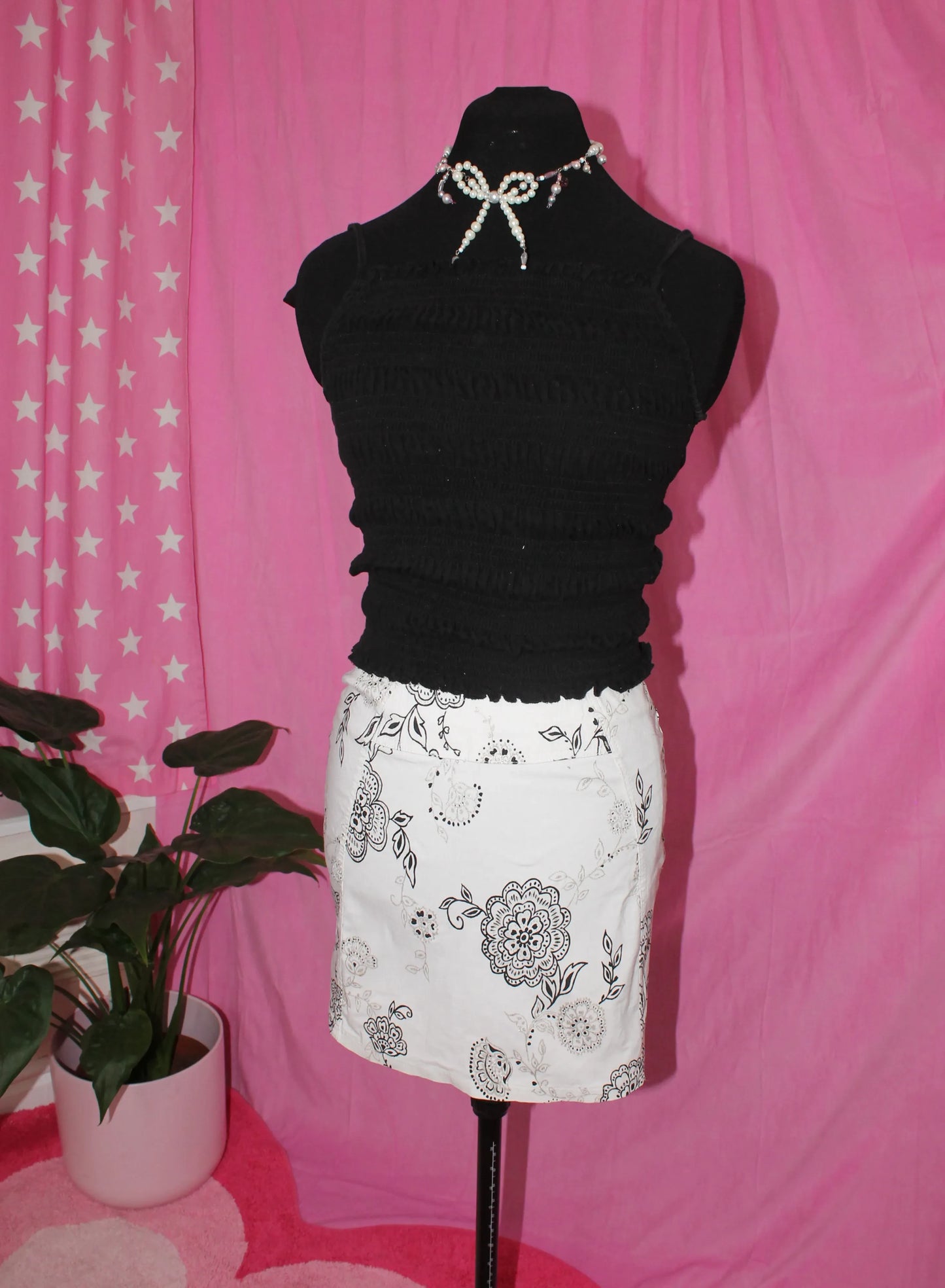 Vintage Mini Skirt B&W - Size S