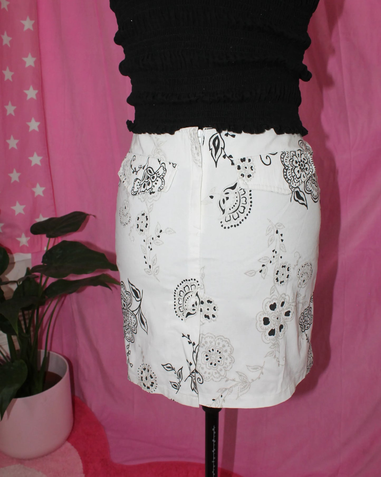 Vintage Mini Skirt B&W - Size S