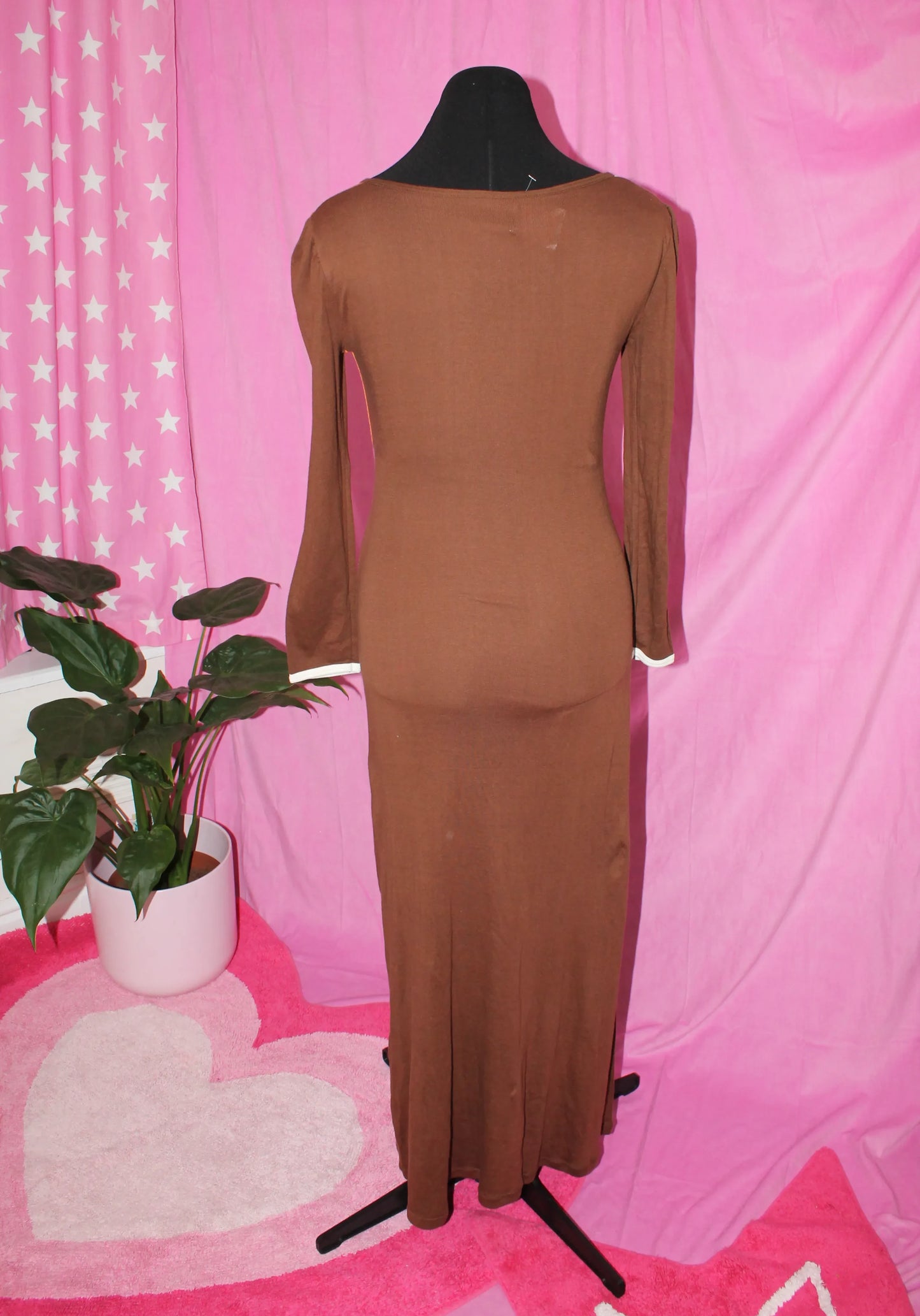 70's Style Long Sleeve Dress- Size M