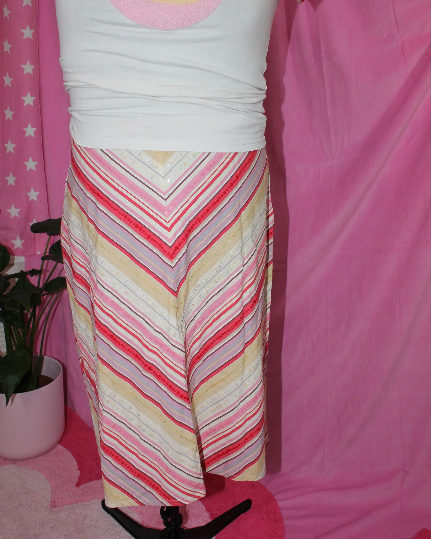 Canvas Striped Skirt- Size 20