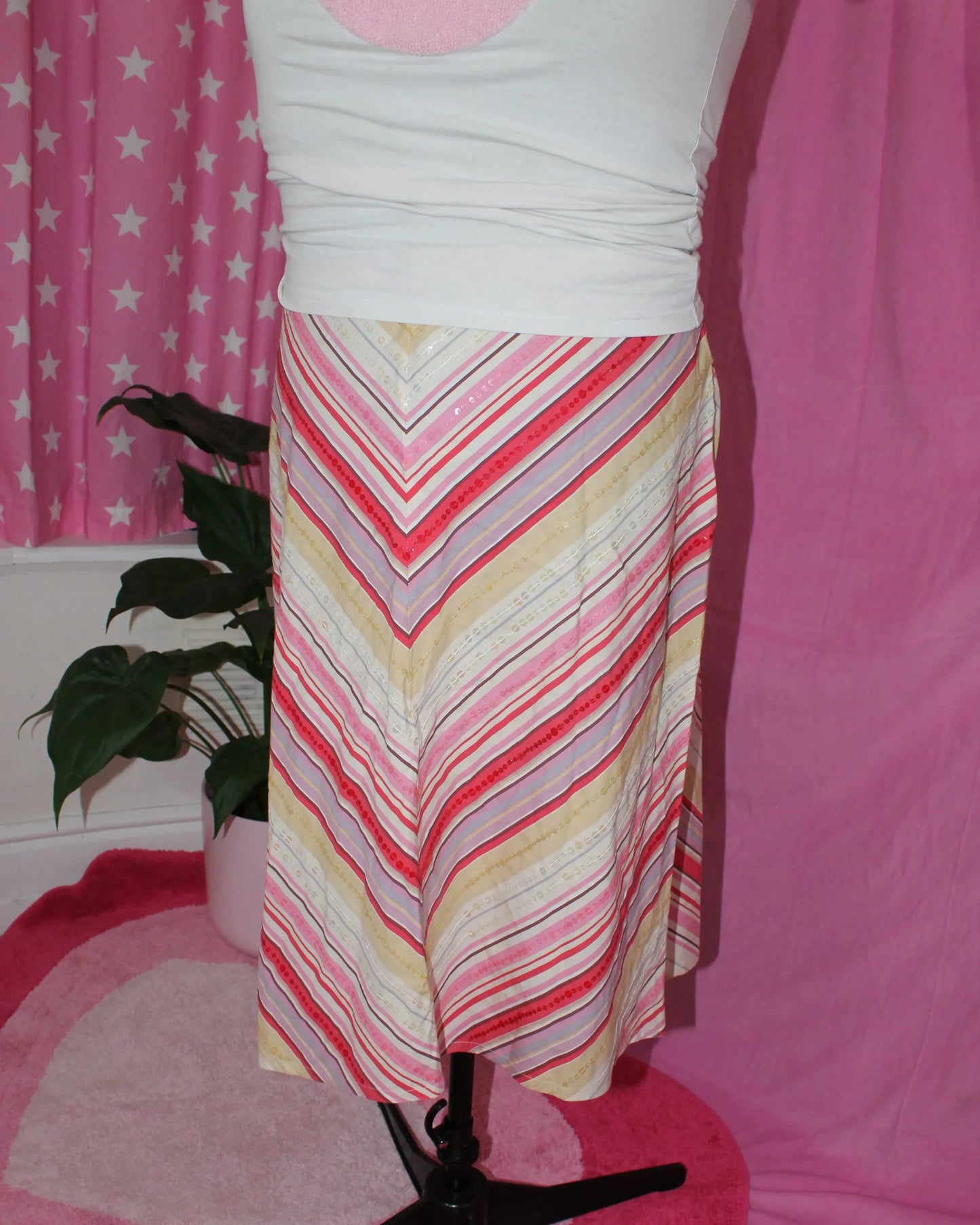 Canvas Striped Skirt- Size 20