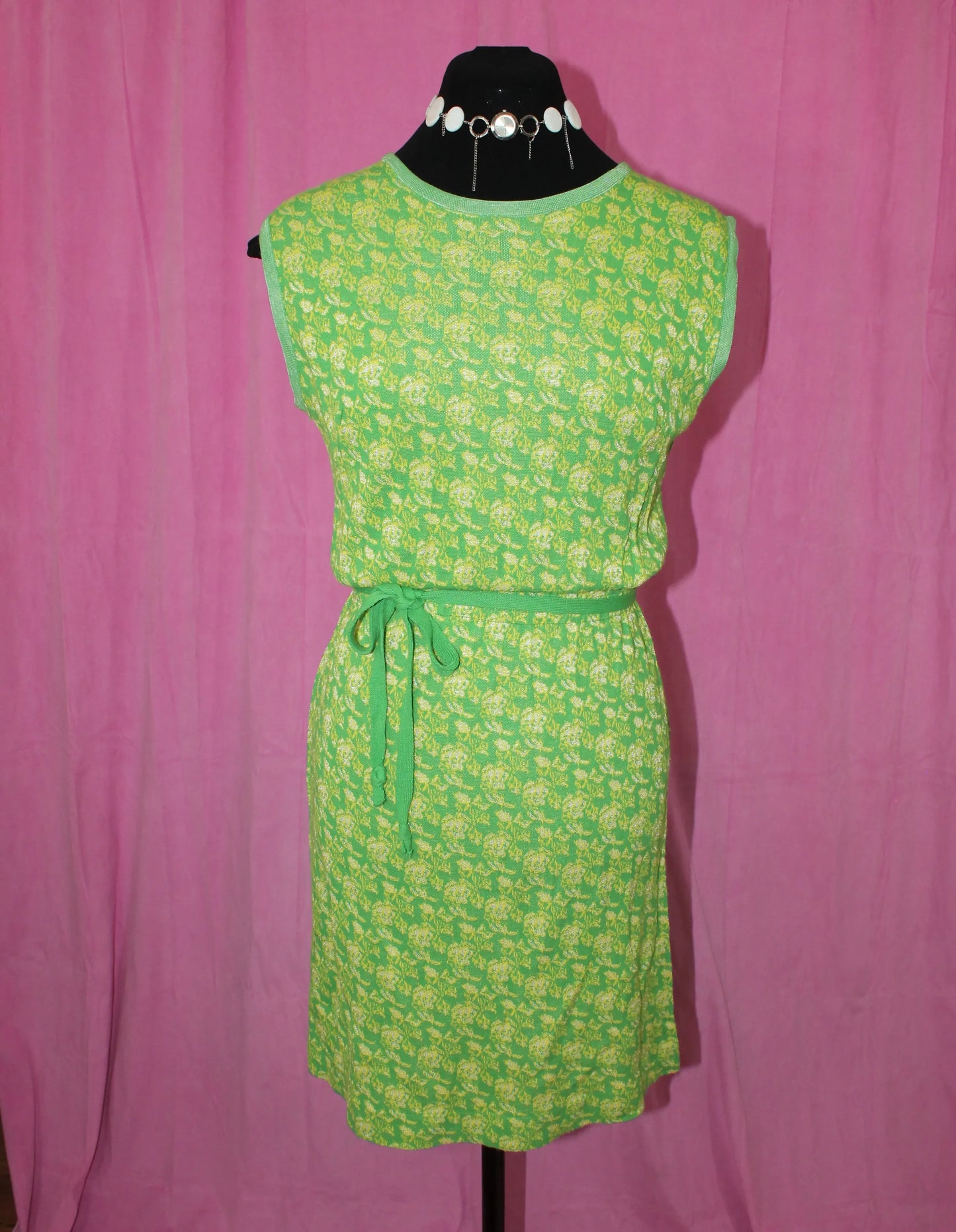 Vintage Green & Yellow Dress - Size S