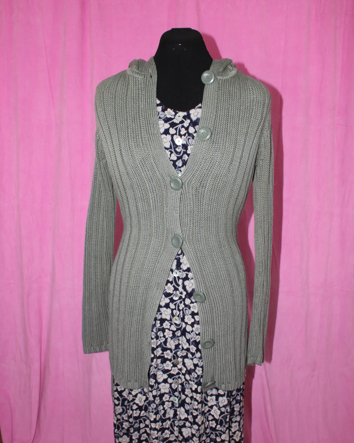 Green Hooded Cardigan- Size 10/12