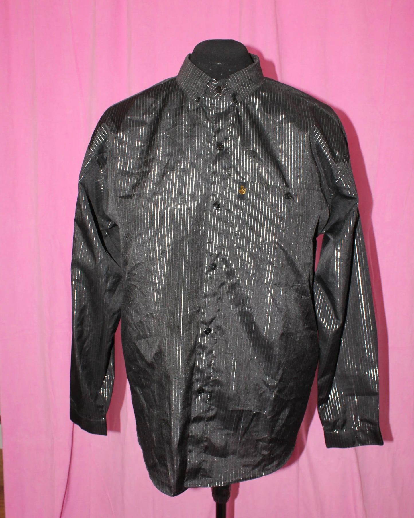 Dress Shirt with Silver Stripes - Size L