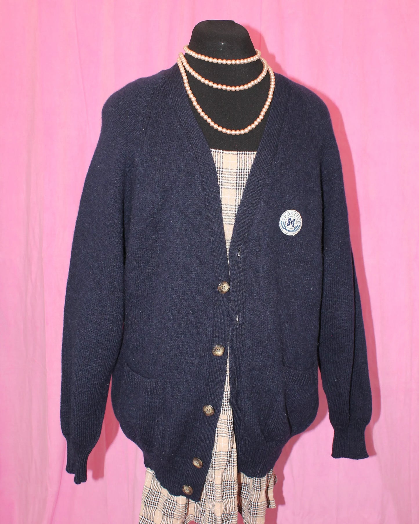 Vintage Navy Wool Cardigan - Size M/L