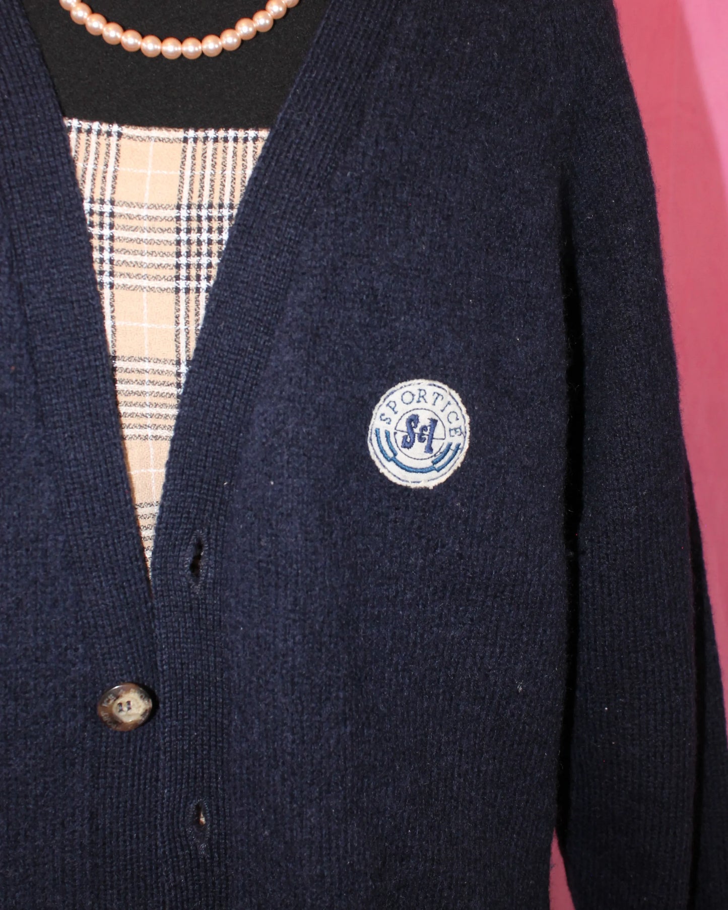 Vintage Navy Wool Cardigan - Size M/L