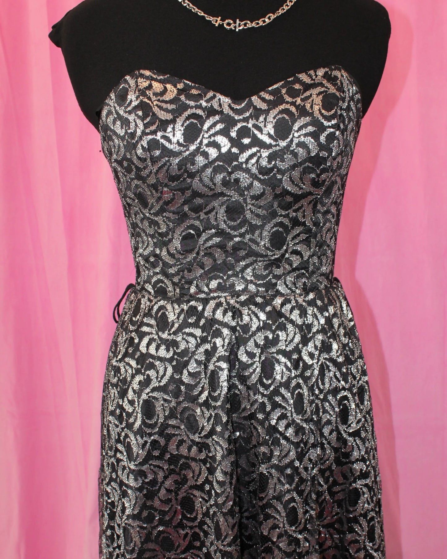 Vintage Silver Lace Dress- Size XS