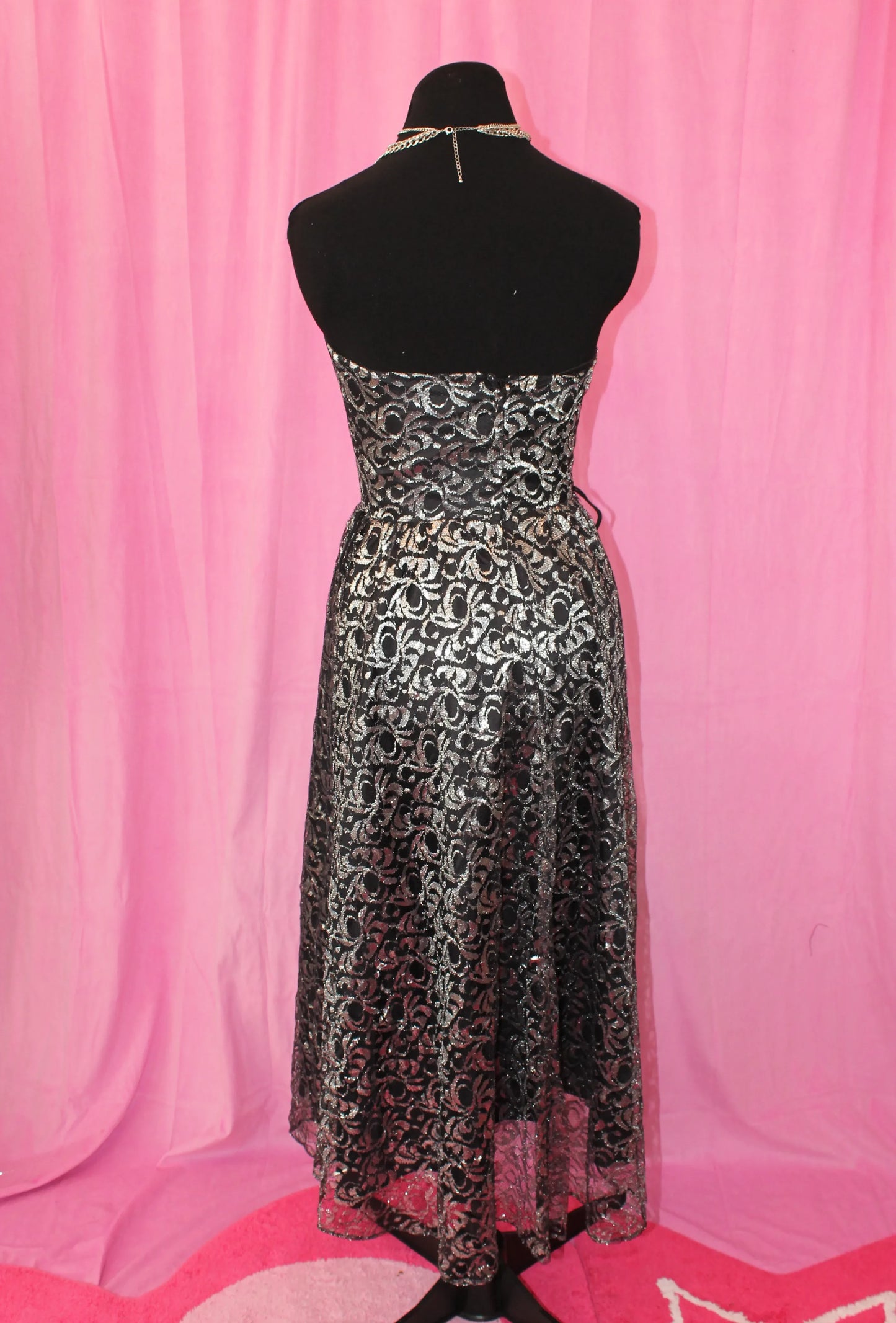 Vintage Silver Lace Dress- Size XS