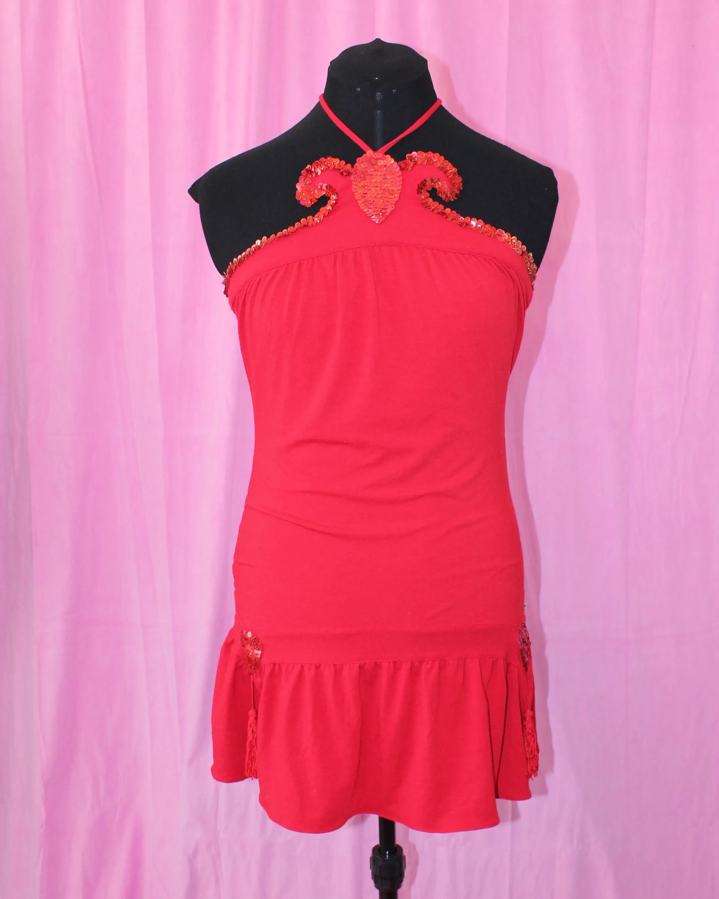 Red Low Waisted Dress- Size M