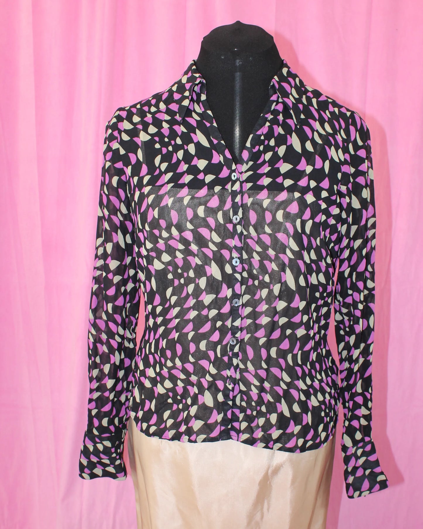 M&S Geometric Button Up Top - Size 14