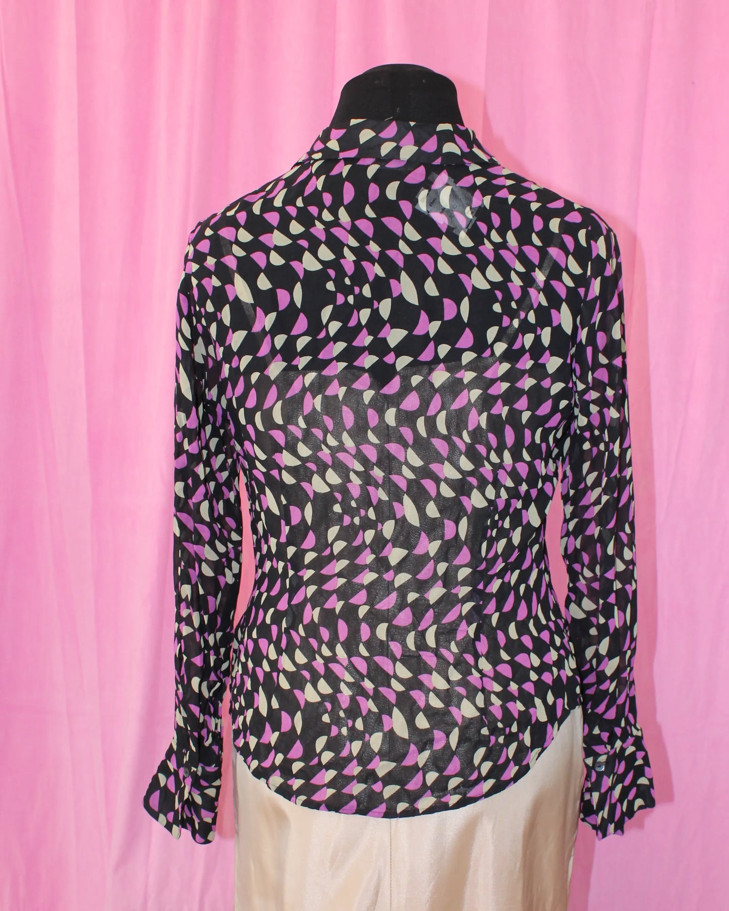 M&S Geometric Button Up Top - Size 14