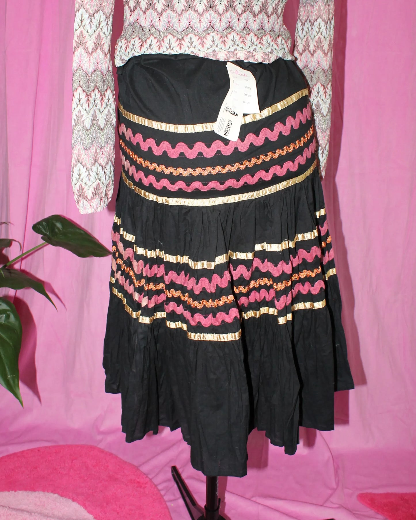 Black Tiered Skirt- Size S