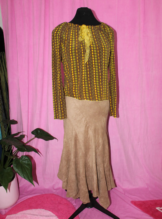 BHS Tan Midi Skirt- Size 14